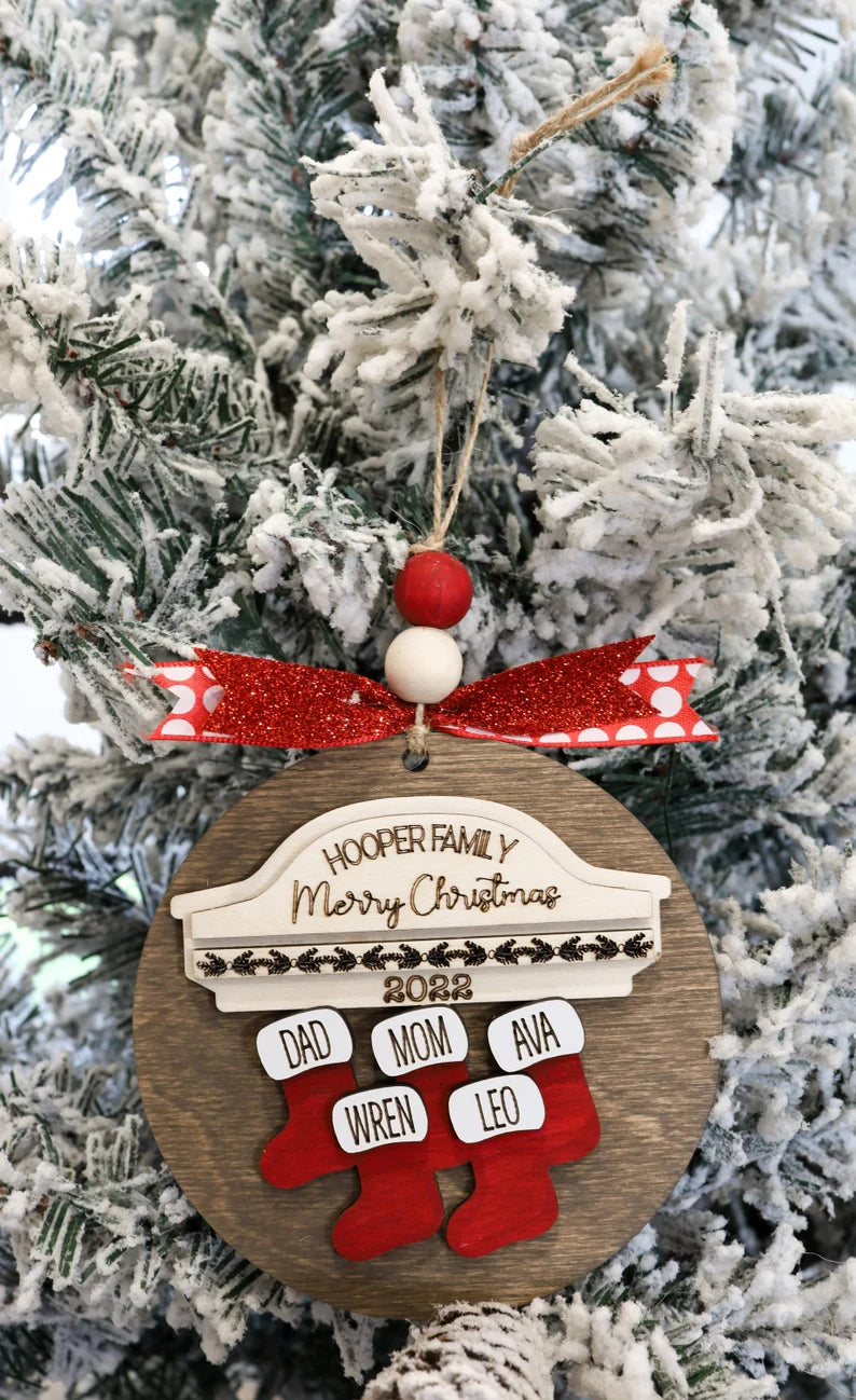 2024 Family Stocking Ornament – Personalized Christmas Stocking Ornament for Families