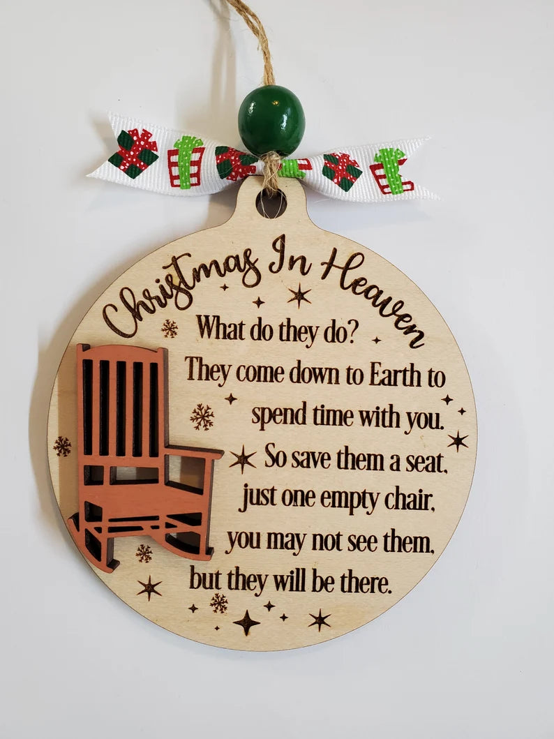 Christmas in Heaven Memorial Ornament – Laser Engraved Ornament to Honor Missing Loved Ones