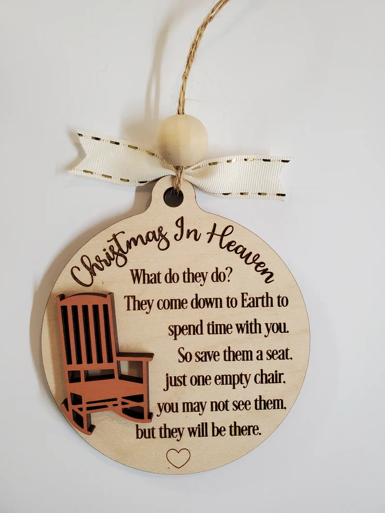 Christmas in Heaven Memorial Ornament – Laser Engraved Ornament to Honor Missing Loved Ones