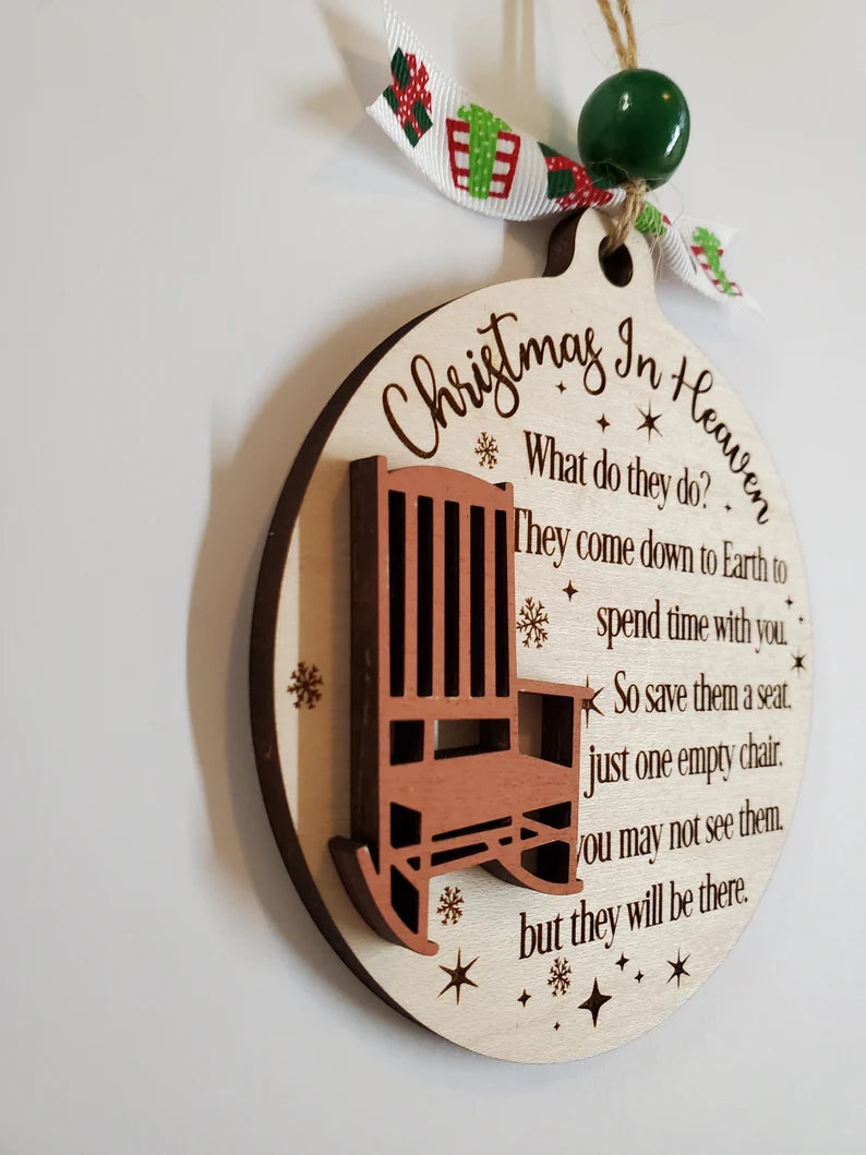 Christmas in Heaven Memorial Ornament – Laser Engraved Ornament to Honor Missing Loved Ones