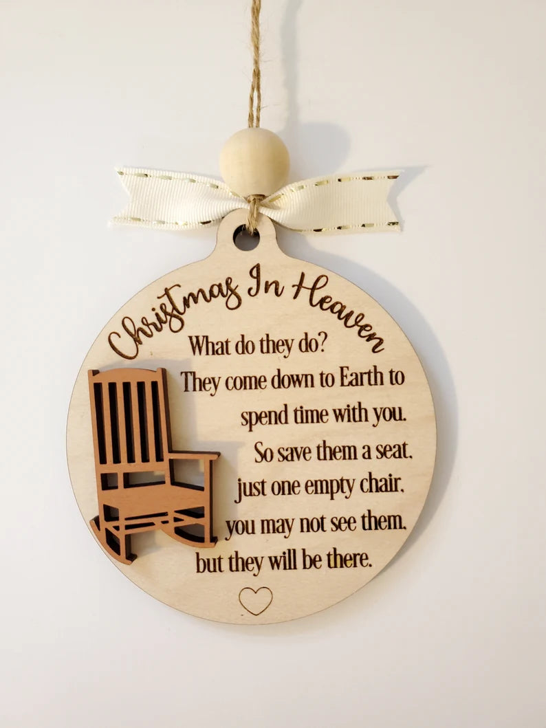 Christmas in Heaven Memorial Ornament – Laser Engraved Ornament to Honor Missing Loved Ones