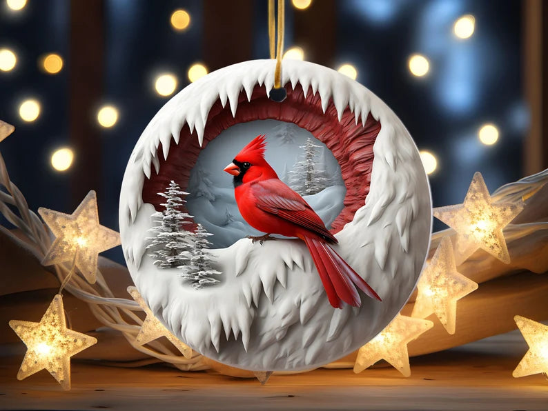 Ceramic Cardinal Christmas Ornament – Beautifully Printed Cardinal Ornament for Holiday Decorations