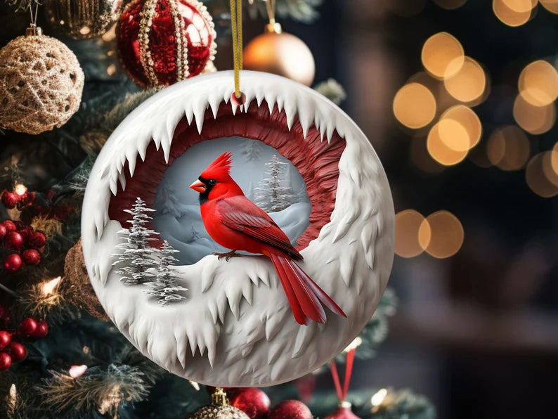 Ceramic Cardinal Christmas Ornament – Beautifully Printed Cardinal Ornament for Holiday Decorations