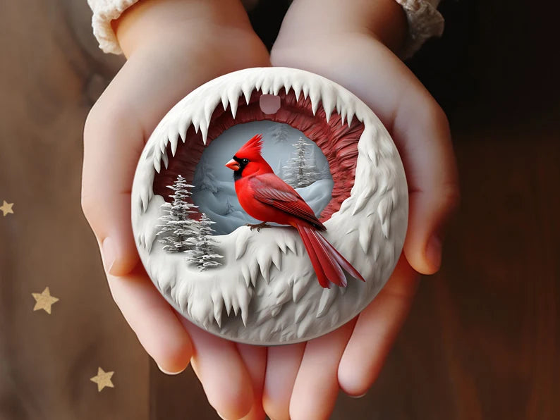 Ceramic Cardinal Christmas Ornament – Beautifully Printed Cardinal Ornament for Holiday Decorations