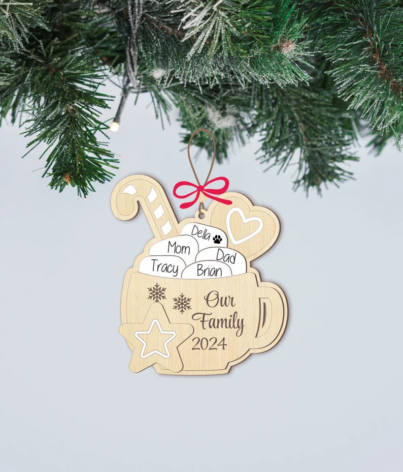 Christmas Family Ornaments – Personalized Hot Cocoa Mug with Marshmallows