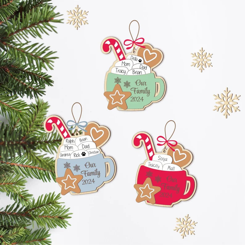 Christmas Family Ornaments – Personalized Hot Cocoa Mug with Marshmallows