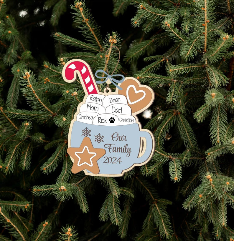 Christmas Family Ornaments – Personalized Hot Cocoa Mug with Marshmallows