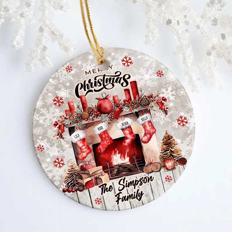 Personalized Family and Pet Stocking Ornament – Custom Christmas Ornament with Family and Pet Names