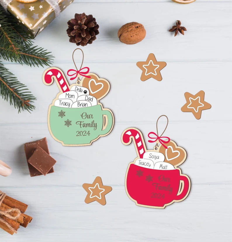 Christmas Family Ornaments – Personalized Hot Cocoa Mug with Marshmallows