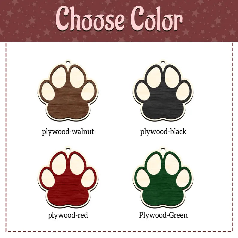 Personalized Wooden Paw Print Christmas Ornament - Perfect for Pet Lovers