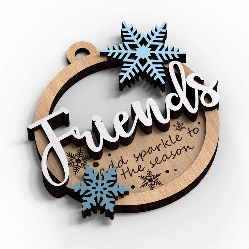 Friends Christmas Ornament Set – Wooden Tree Decor for Holiday Celebrations