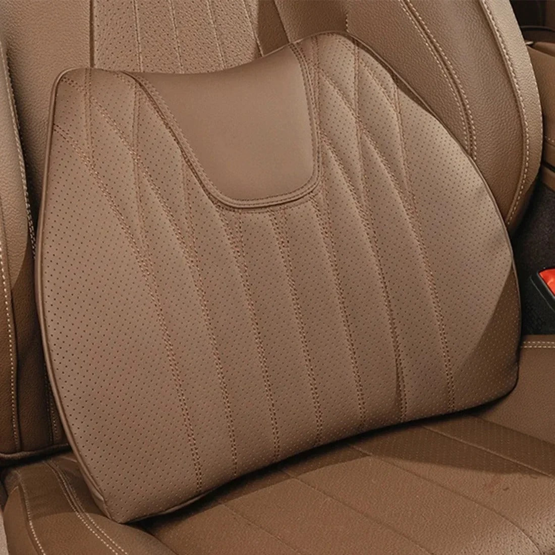 Luxury Comfort Car Cushions – Premium Memory Foam Seat Cushion for Back Pain Relief and Enhanced Relaxation - Delicate Leather  