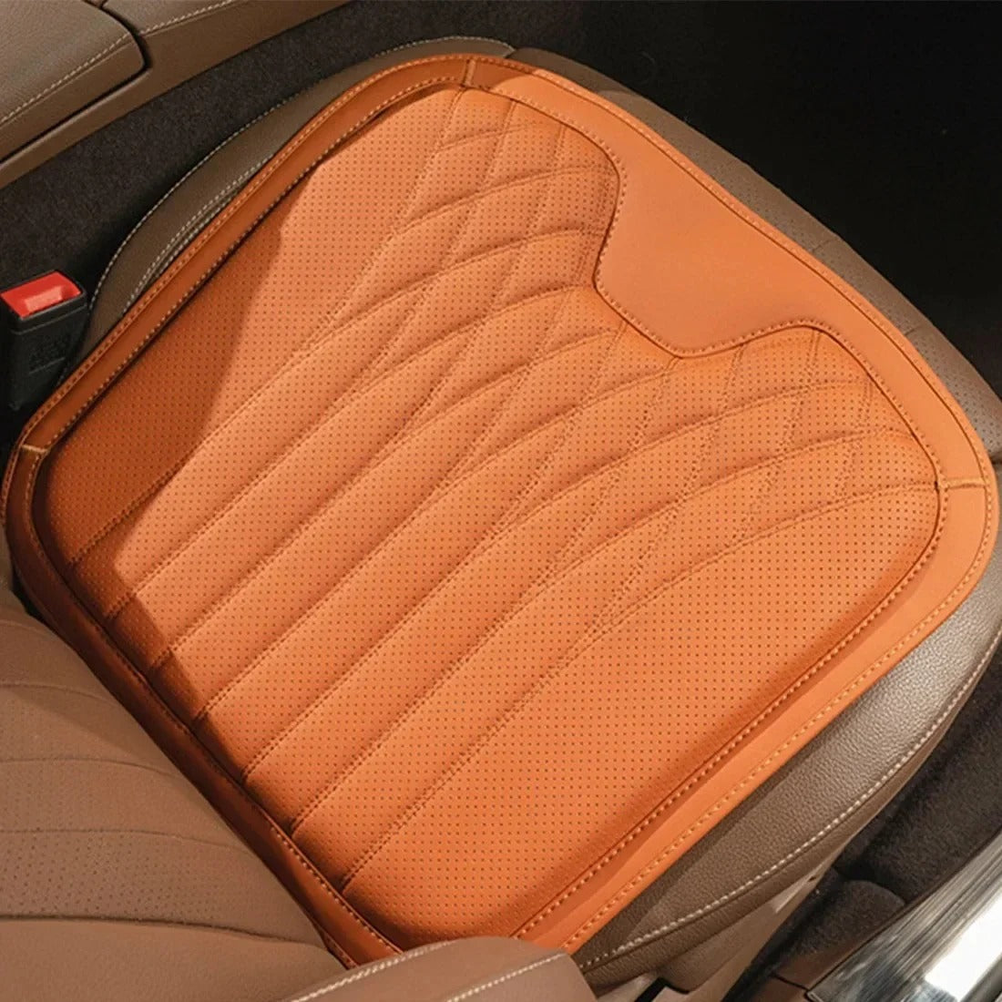 Luxury Comfort Car Cushions – Premium Memory Foam Seat Cushion for Back Pain Relief and Enhanced Relaxation - Delicate Leather  