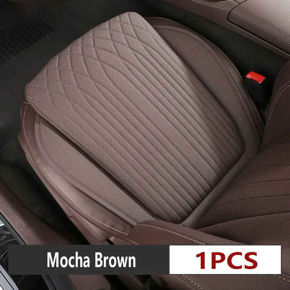 All-Season Nappa Leather Car Seat Cushion - Universal Driver's Front Seat Protector - Delicate Leather  