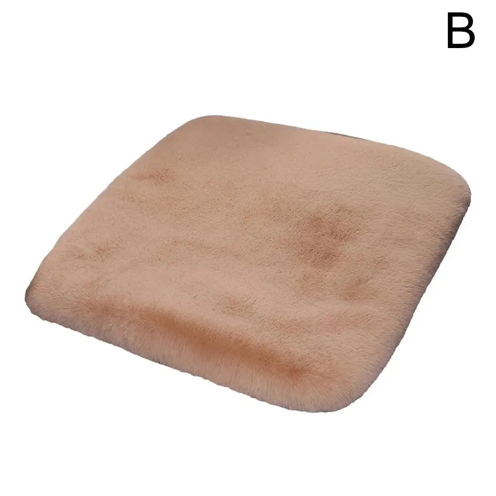 Universal Winter Plush Car Seat Cushion – Thick Soft Imitation Rabbit Fur Warm Anti-Slip Seat Cover Pad - Delicate Leather  