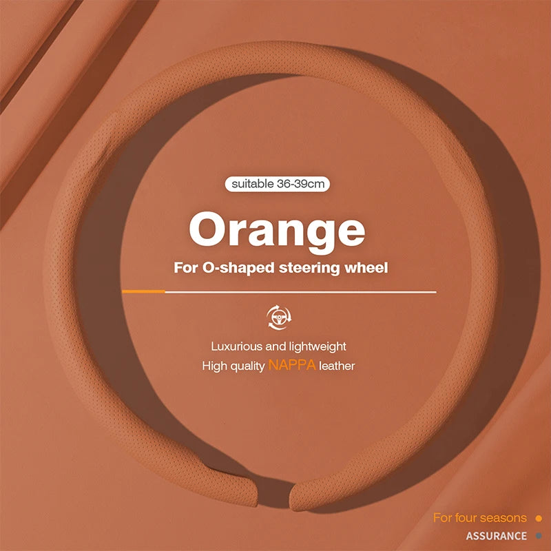 Ultra-Thin Nappa Leather Steering Wheel Cover – Breathable Non-Slip Protector - Delicate Leather  