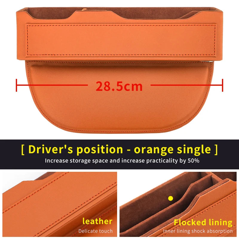 Car Seat Gap Organizer – Multifunctional Storage Box for Wallet, Keys, Phone & Cup - Delicate Leather  
