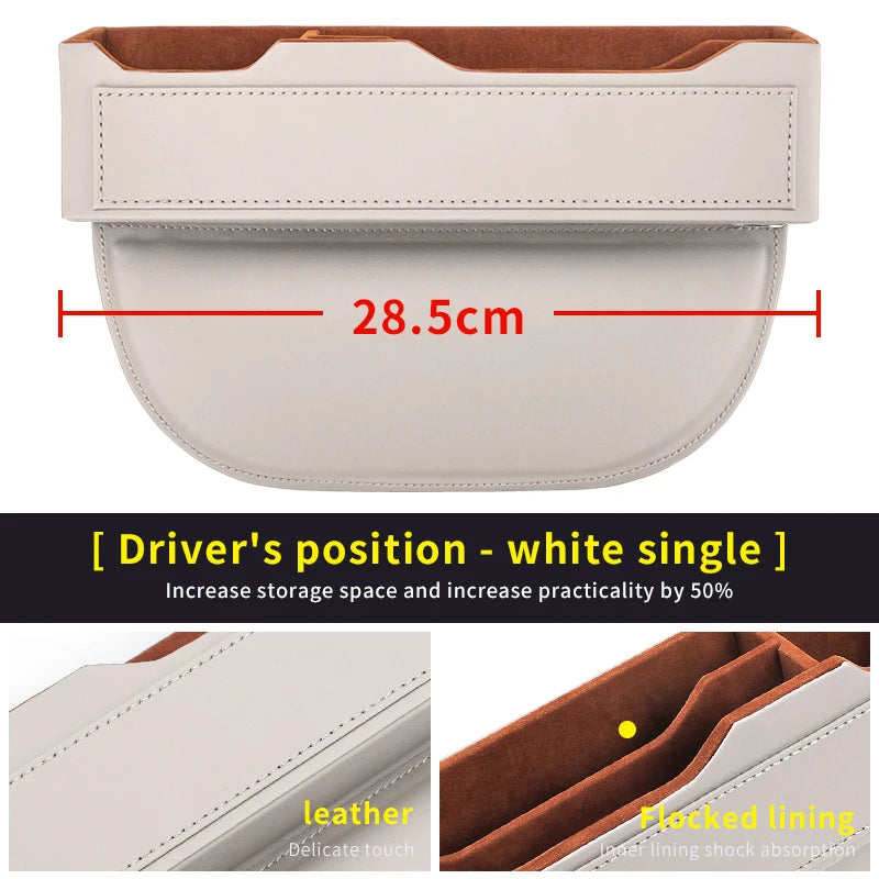Car Seat Gap Organizer – Multifunctional Storage Box for Wallet, Keys, Phone & Cup - Delicate Leather  
