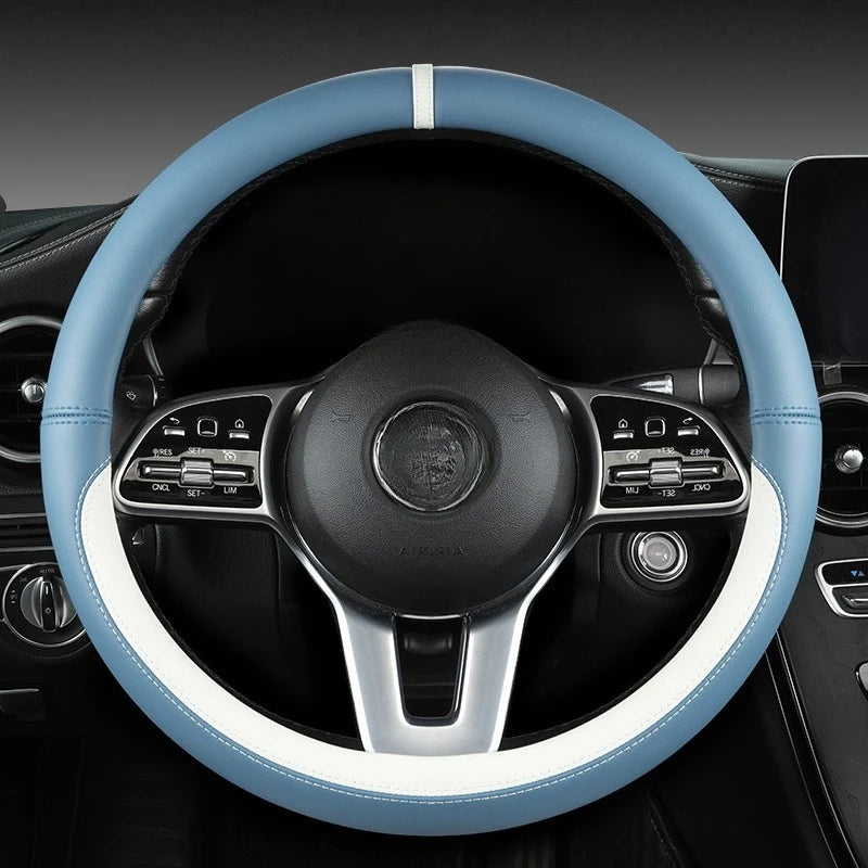 Nappa Leather Steering Wheel Cover – Breathable All-Season Universal Grip - Delicate Leather  