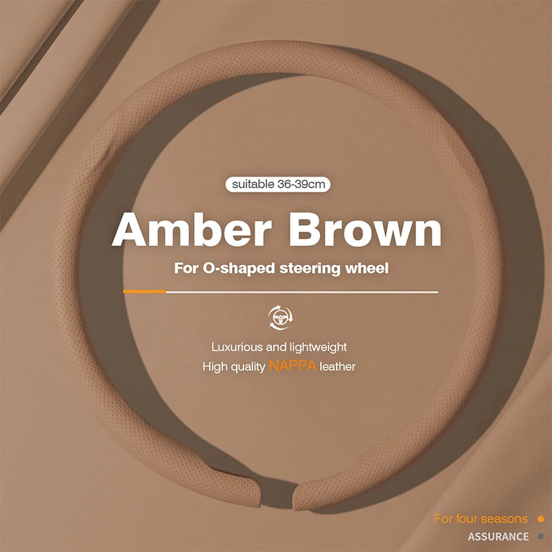 Ultra-Thin Nappa Leather Steering Wheel Cover – Breathable Non-Slip Protector - Delicate Leather  