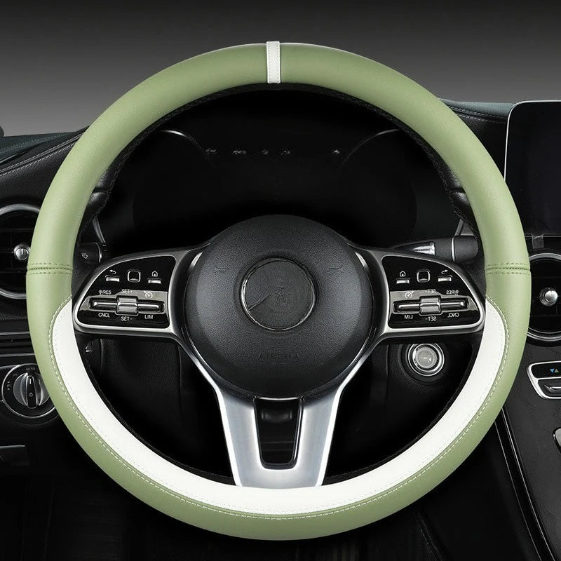 Nappa Leather Steering Wheel Cover – Breathable All-Season Universal Grip - Delicate Leather  