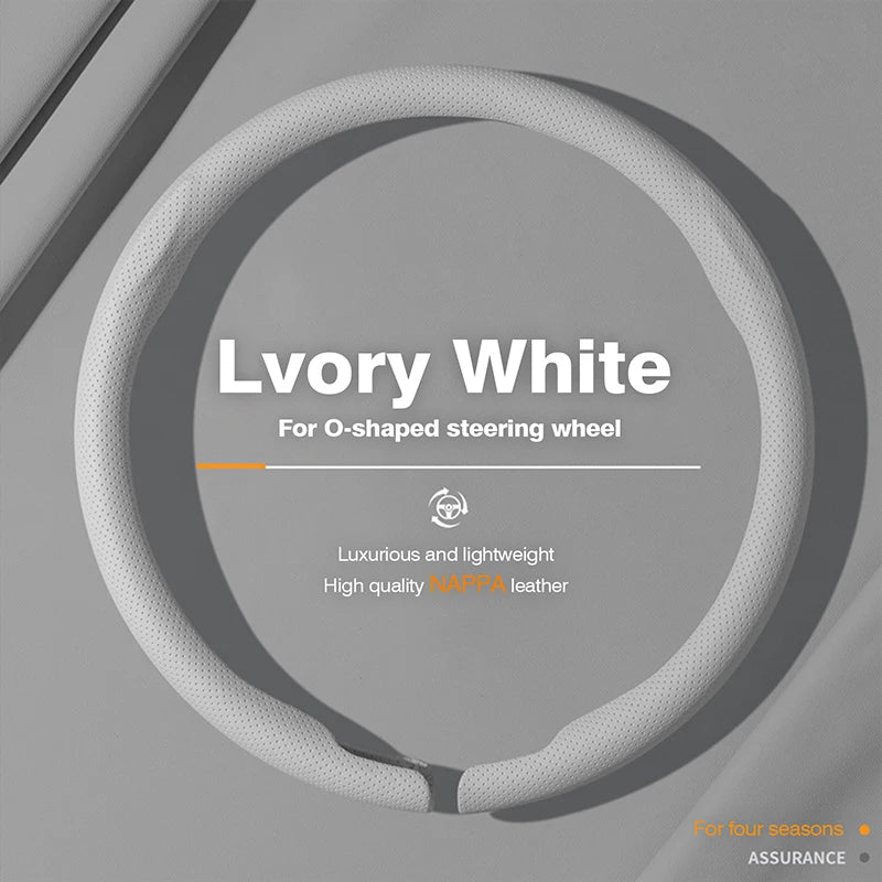 Ultra-Thin Nappa Leather Steering Wheel Cover – Breathable Non-Slip Protector - Delicate Leather  