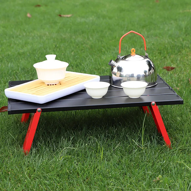 Outdoor Camping Portable Foldable Mini Table: Perfect for Tours, Beach, Picnics, and Barbecues. Ideal for Holding Tableware or Serving as a Folding Computer Desk, Lightweight and Easy to Carry