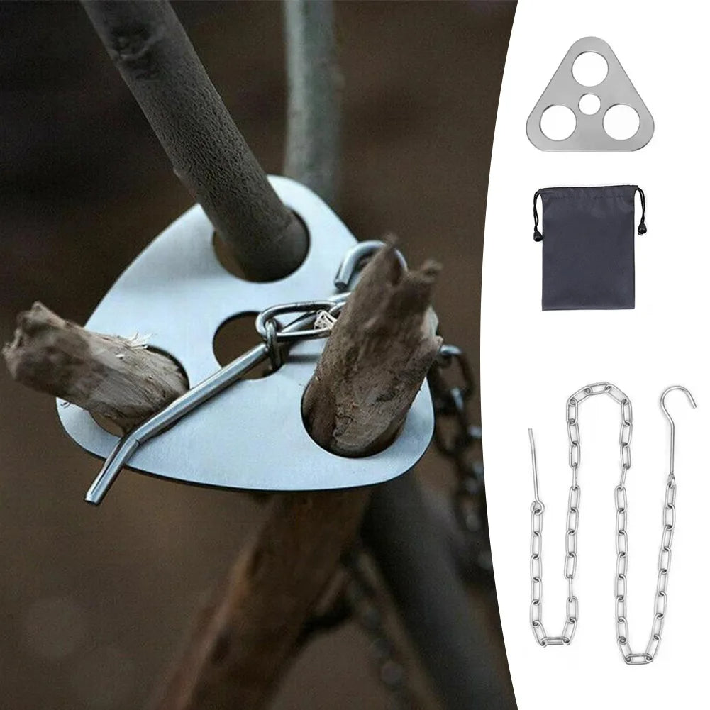 1pc Camping Hanging Tripod with Bag: Multifunctional Steel Rack for Pot Hanging, BBQ, and Bonfire, Ideal Outdoor Tool for Picnics and Parties