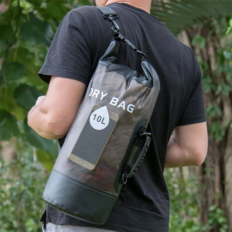 Waterproof Dry Bag: Available in 10L and 20L Sizes, Ideal Storage Pack Pouch for Swimming, Trekking, Rafting, Boating, and Kayaking. Versatile Drybags Backpack for Outdoor Adventures