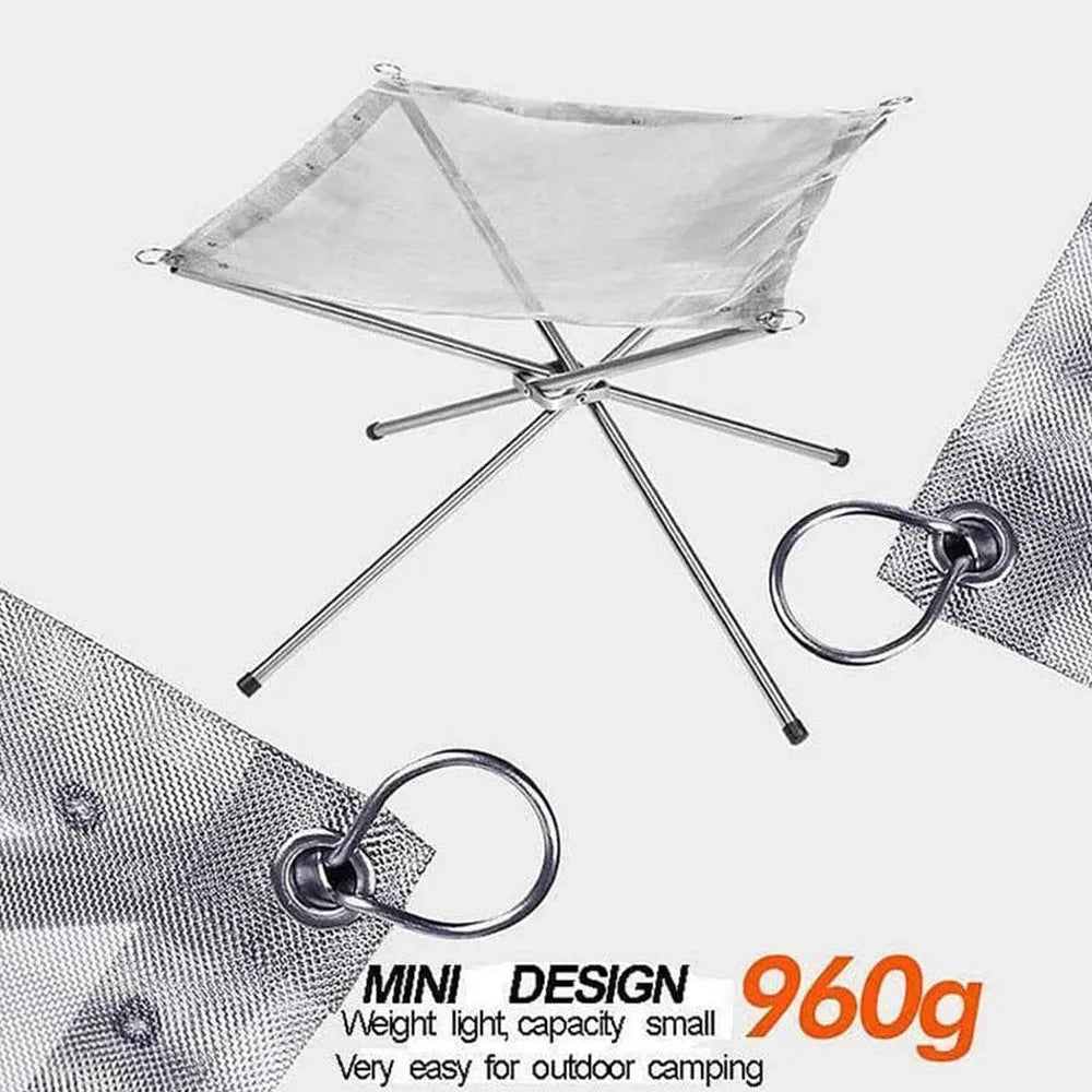 Portable Outdoor Fire Pit New Upgraded Camping Fire Pit with Collapsible, Foldable Mesh Design. Perfect for Camping, Campfires, Patios, Backyards, and Gardens. Carrying Bag