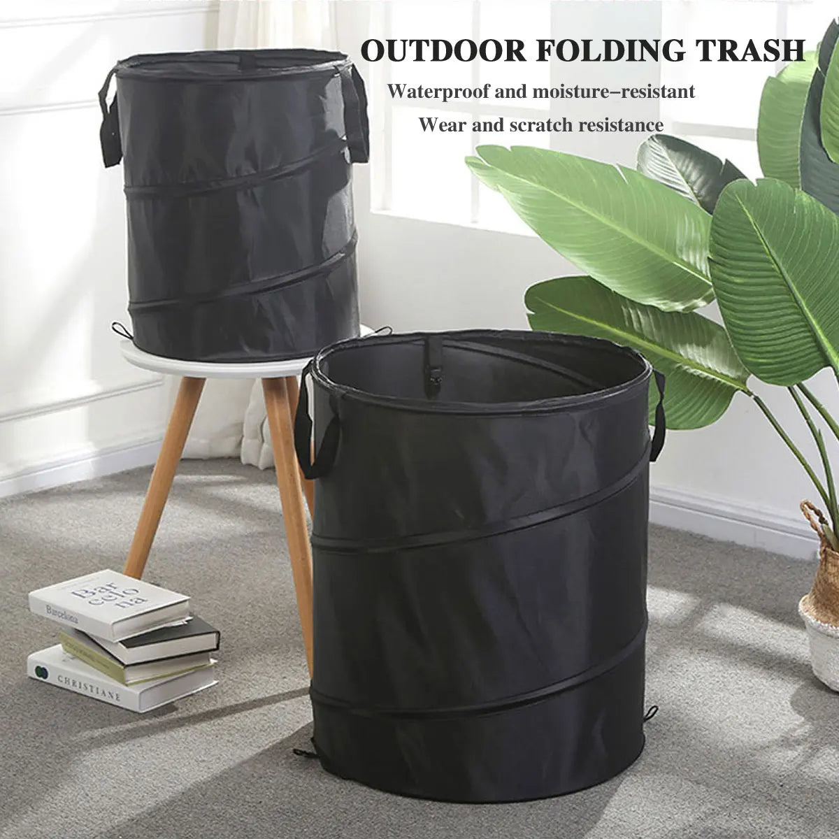 1pc Pop-up Trash Can, Collapsible Car Garbage Can, Car Trash Bag with Elastic Band Hanging, Car Waste Basket with Velcro