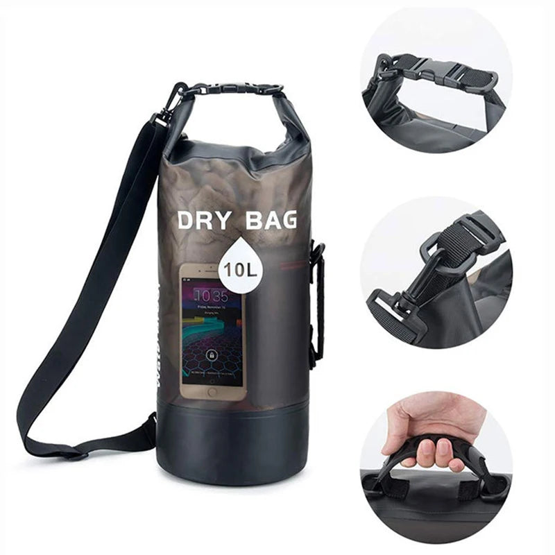 Waterproof Dry Bag: Available in 10L and 20L Sizes, Ideal Storage Pack Pouch for Swimming, Trekking, Rafting, Boating, and Kayaking. Versatile Drybags Backpack for Outdoor Adventures