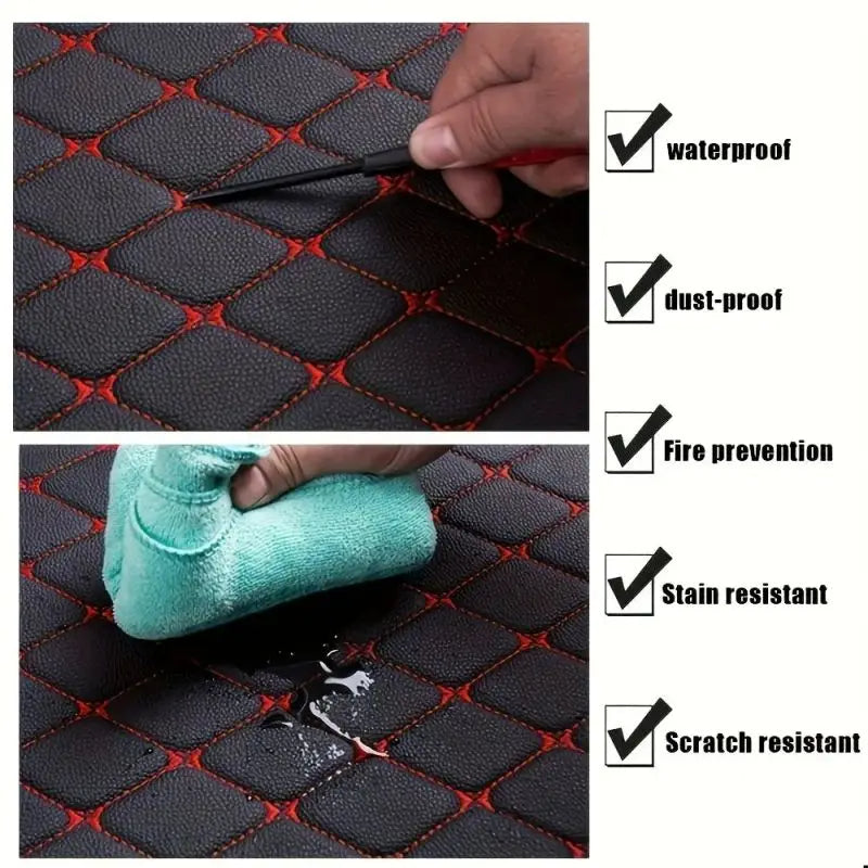 Universal 5PCS/Set Leather Car Floor Mats: PVC Waterproof Car Carpet Cushion