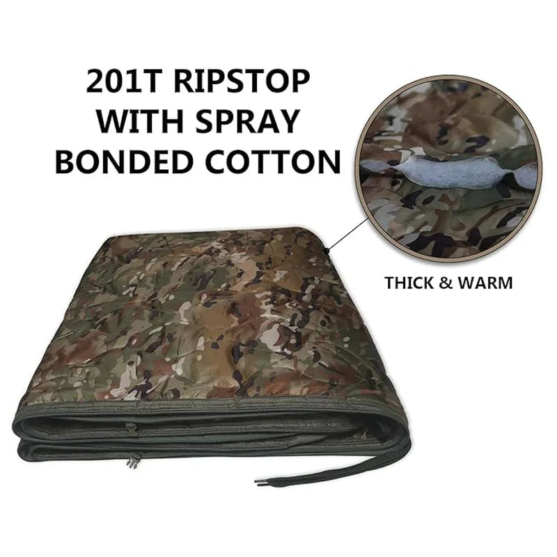 Woobie Blanket with Zipper Military Sleeping Bag with Compression Bag, Ideal for Hiking, Outdoor Survival, Camping, and Army Poncho Liner Use