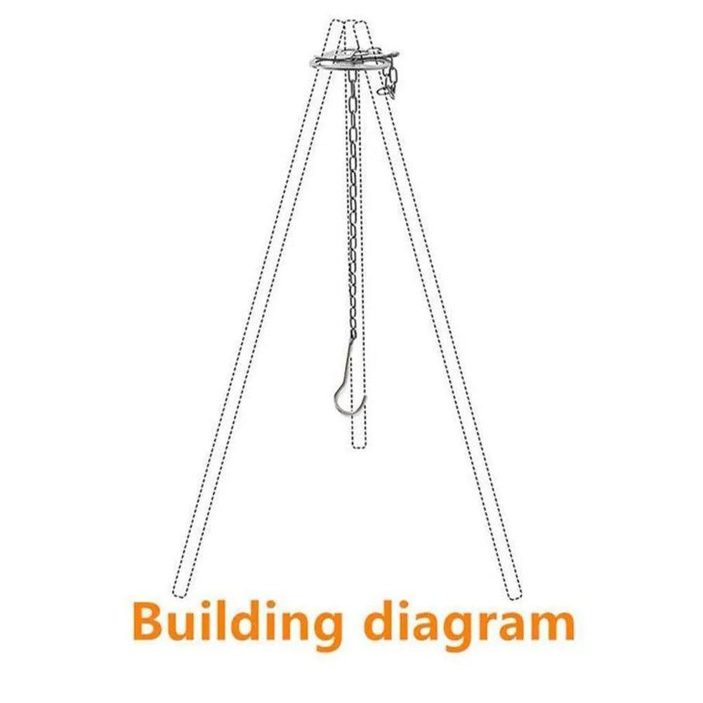 1pc Camping Hanging Tripod with Bag: Multifunctional Steel Rack for Pot Hanging, BBQ, and Bonfire, Ideal Outdoor Tool for Picnics and Parties