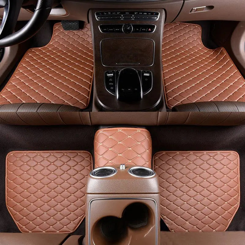 Universal 5PCS/Set Leather Car Floor Mats: PVC Waterproof Car Carpet Cushion