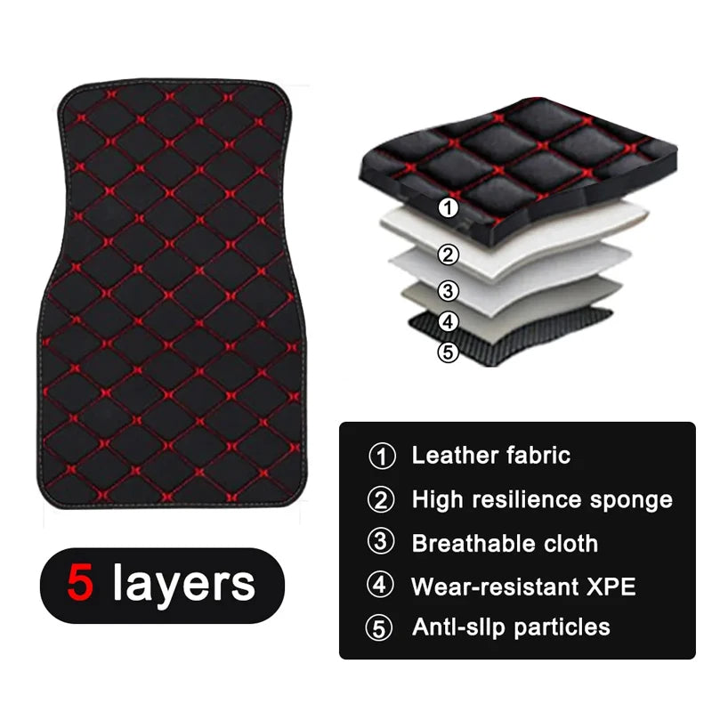 Universal 4pcs Waterproof Car Floor Mats: Front and Rear Full Set Auto Rugs with Leather Car Carpet Interior Accessories