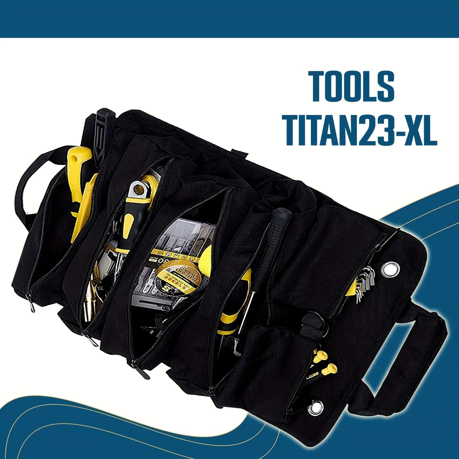 Heavy Duty Roll-Up Tool Bag Organizer: Small Tool Bag with Detachable Pouches, Includes 6 Tool Pouches for Efficient Tool Organization