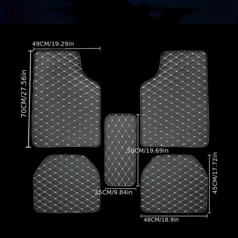 Universal 5PCS/Set Leather Car Floor Mats: PVC Waterproof Car Carpet Cushion