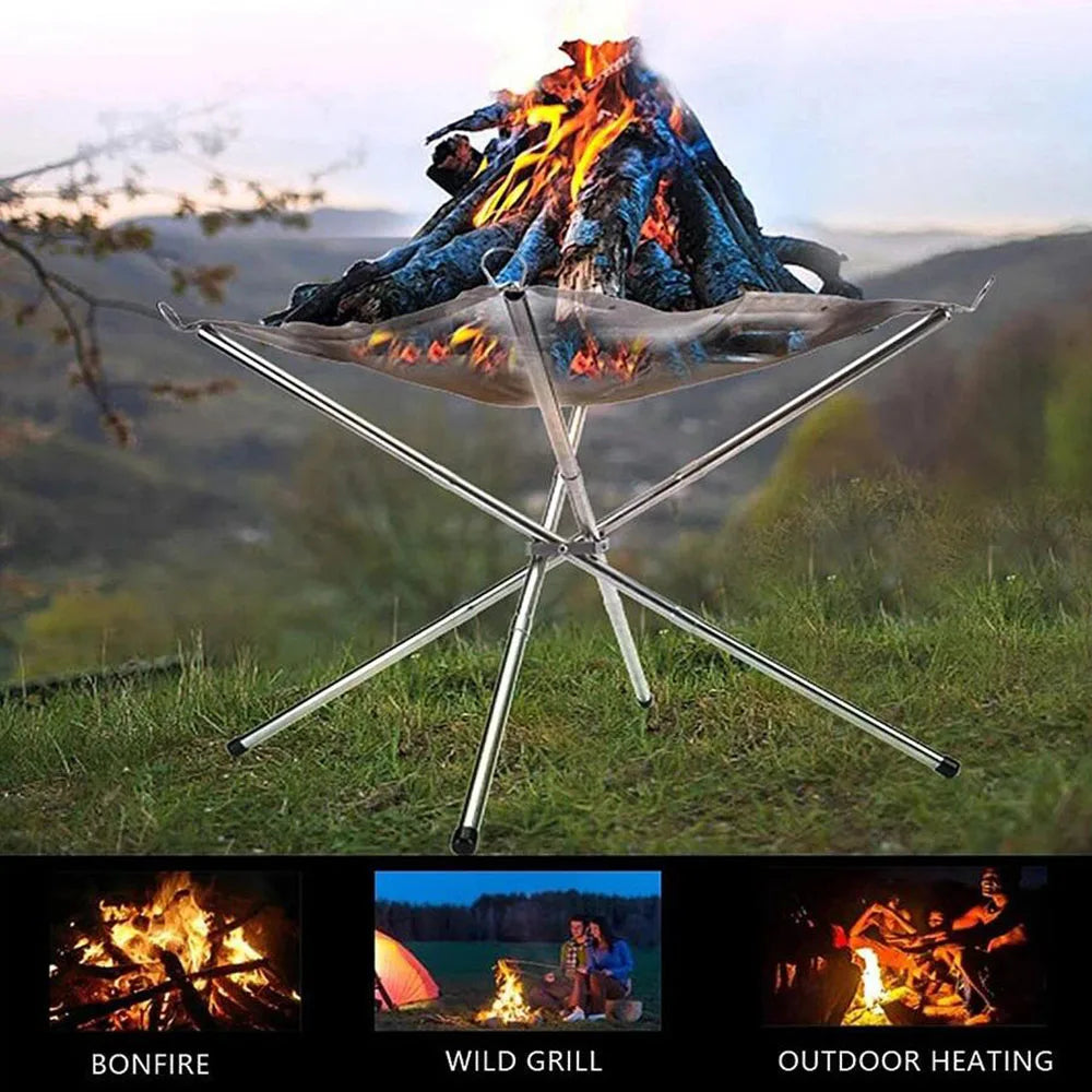 Portable Outdoor Fire Pit New Upgraded Camping Fire Pit with Collapsible, Foldable Mesh Design. Perfect for Camping, Campfires, Patios, Backyards, and Gardens. Carrying Bag