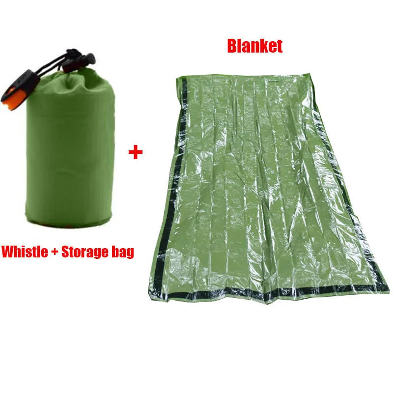 Portable Waterproof Emergency Survival Sleeping Bag: Essential Outdoor EDC Camping Gear, Thermal Sack First Aid Rescue Kit with Mylar Blanket