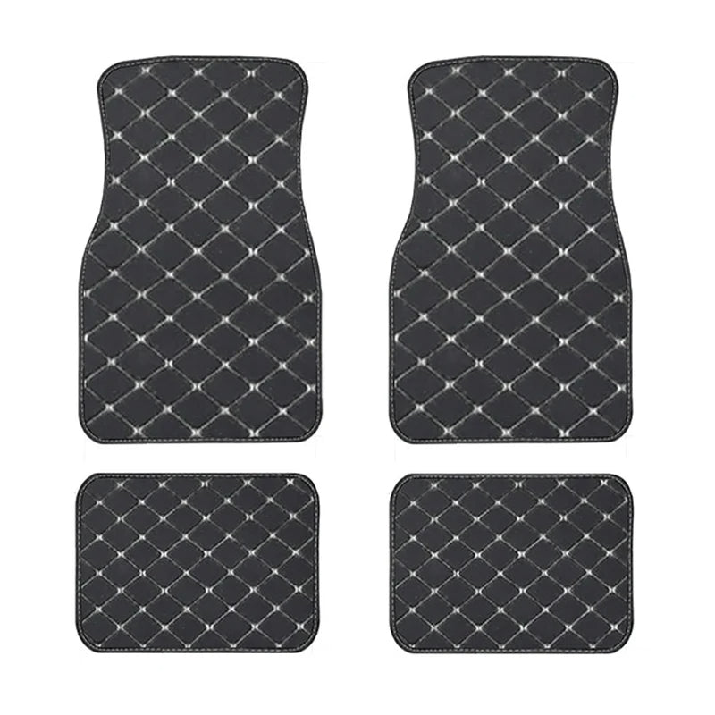 Universal 4pcs Waterproof Car Floor Mats: Front and Rear Full Set Auto Rugs with Leather Car Carpet Interior Accessories