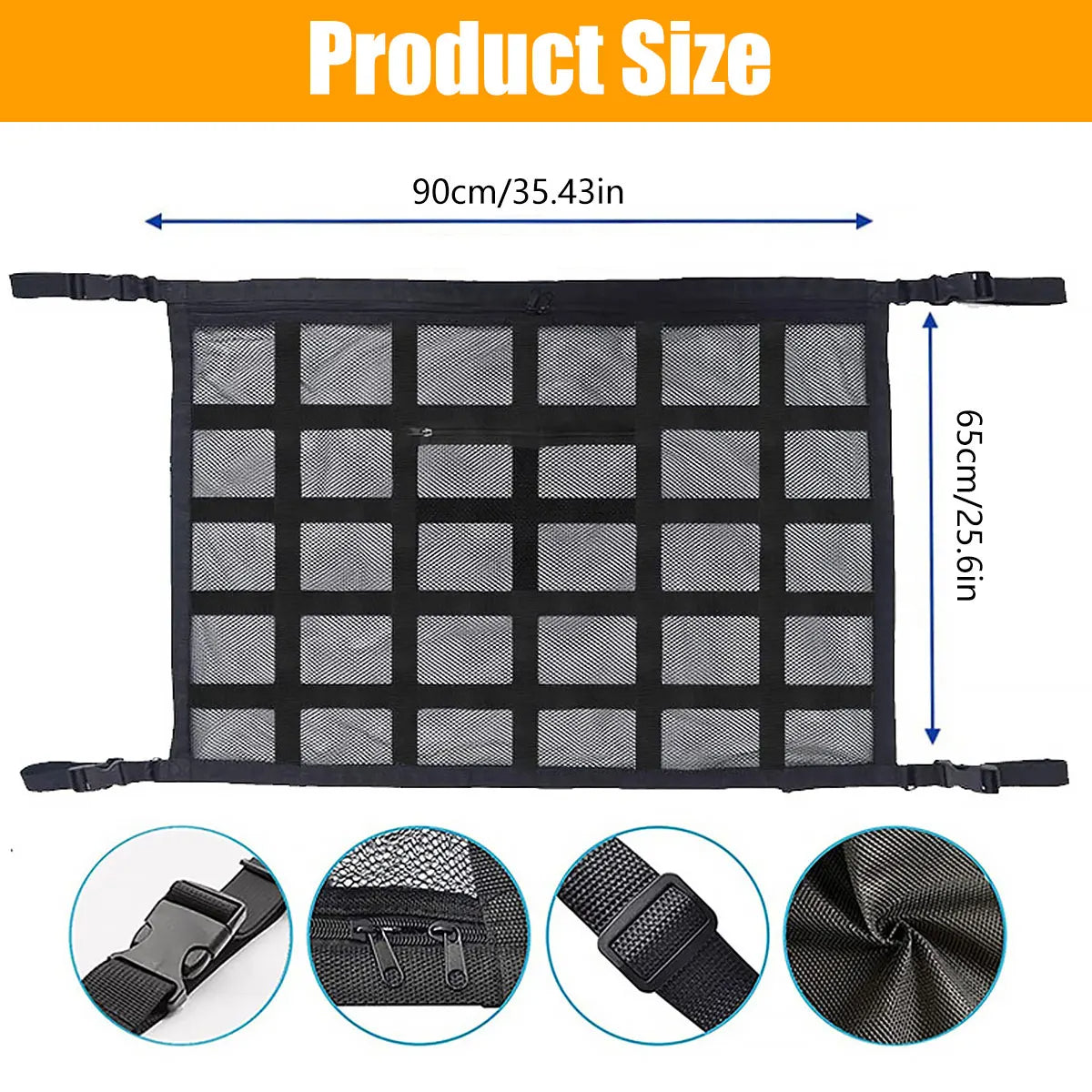 Car Ceiling Cargo Net and Net Pocket Kit, Car Roof Storage Organizer,Truck SUV Travel Long Road Trip Camping Interior Accessories