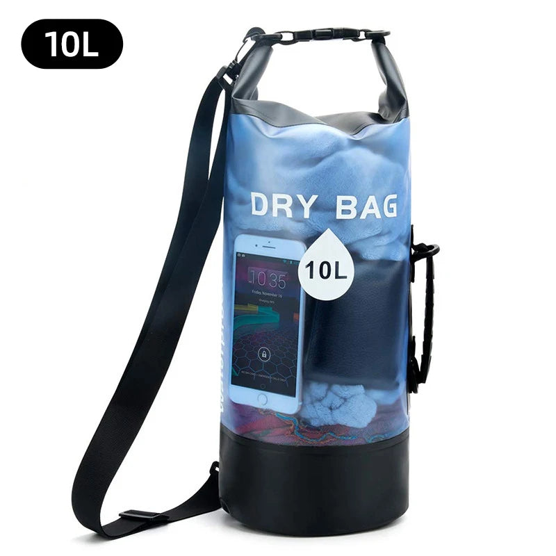 Waterproof Dry Bag: Available in 10L and 20L Sizes, Ideal Storage Pack Pouch for Swimming, Trekking, Rafting, Boating, and Kayaking. Versatile Drybags Backpack for Outdoor Adventures