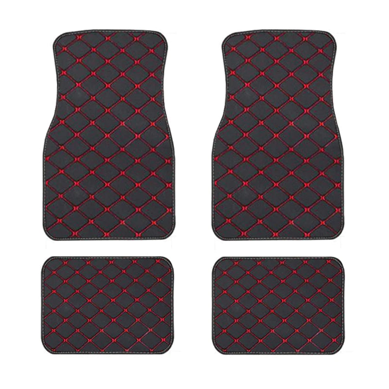 Universal 4pcs Waterproof Car Floor Mats: Front and Rear Full Set Auto Rugs with Leather Car Carpet Interior Accessories