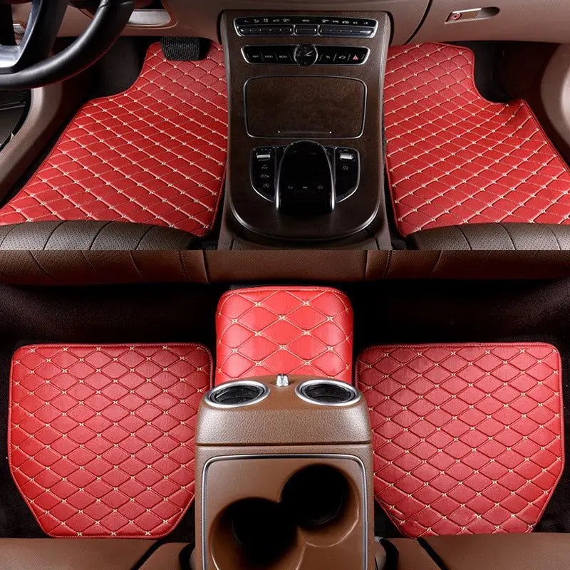 Universal 5PCS/Set Leather Car Floor Mats: PVC Waterproof Car Carpet Cushion