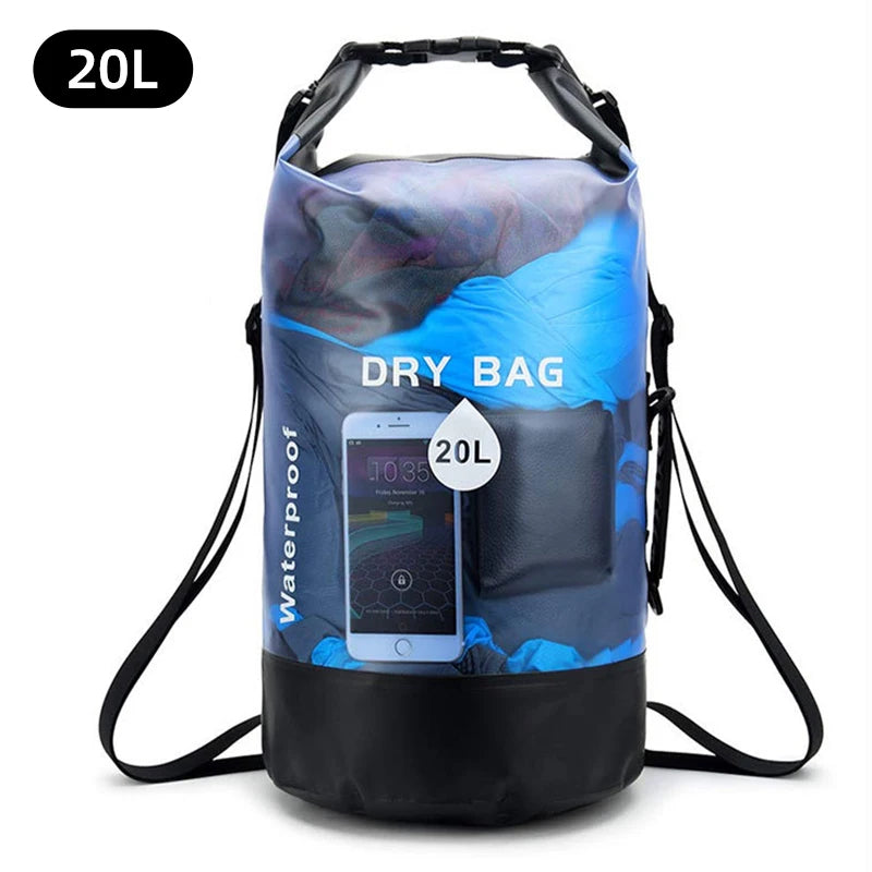 Waterproof Dry Bag: Available in 10L and 20L Sizes, Ideal Storage Pack Pouch for Swimming, Trekking, Rafting, Boating, and Kayaking. Versatile Drybags Backpack for Outdoor Adventures