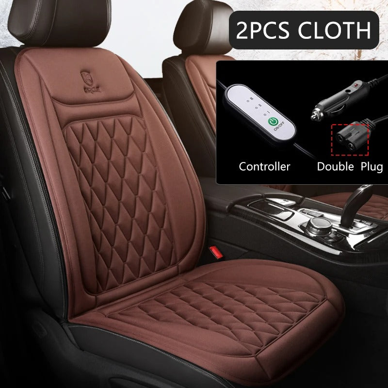 Universal 12V Heated Car Seat Cushion – Flannel/Cloth Winter Warmer with Adjustable Modes