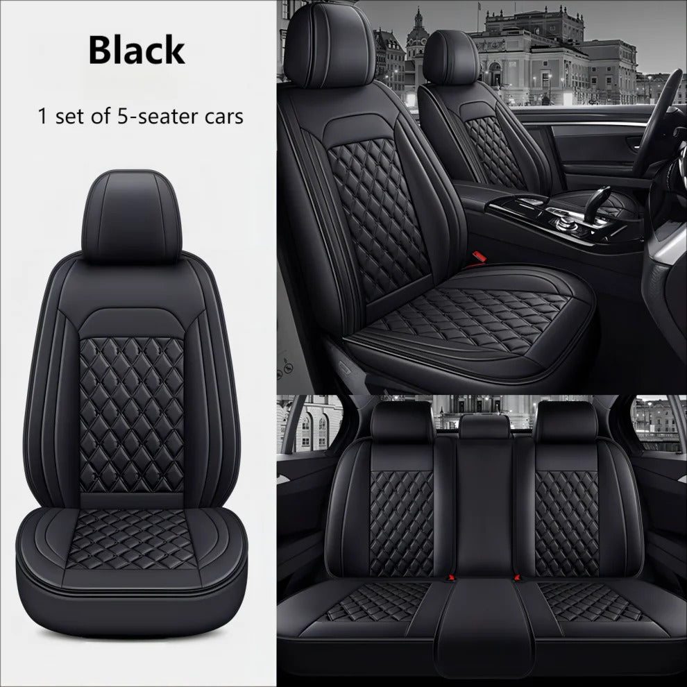 Full Set PU Leather Car Seat Covers - 3D Wrap-Around Design, Breathable and Comfortable for 5-Seater Cars