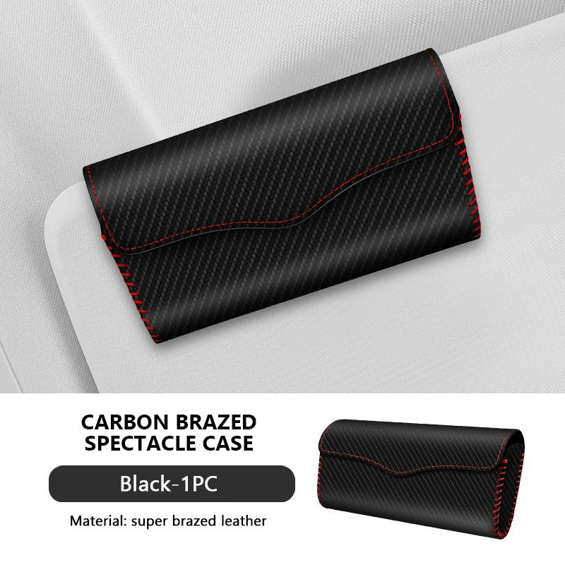 Suede Car Glasses Holder for Sun Visor – Magnetic Sunglasses Storage Case with Double Clip | Eyewear Organizer Box